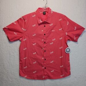 Neff Pink Men's Medium Logo All Over Button Up Shirt New With Tags